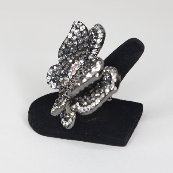 Fashion Rhinestone Butterfly Ring Size 6.25 Adjustable Band - Picture 6 of 16